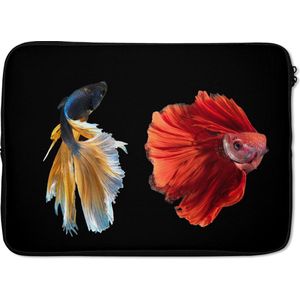 Laptophoes 13 inch 34x24 cm - Abstract Animals - Macbook & Laptop sleeve Felgekleurde Siamese kempvissen - Laptop hoes met foto