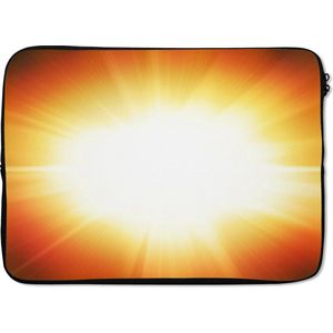 Laptophoes 14 inch - Oranje gloed rond een witte flits - Laptop sleeve - Binnenmaat 34x23,5 cm - Zwarte achterkant