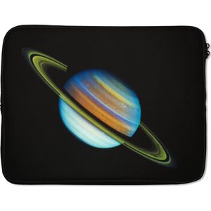 Laptophoes 17 inch 41x32 cm - Saturnus - Macbook & Laptop sleeve Saturnus met blauwe tinten - Laptop hoes met foto
