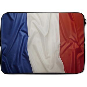 Laptophoes 13 inch 34x24 cm - Vlaggen - Macbook & Laptop sleeve Close-up van de vlag van Frankrijk - Laptop hoes met foto