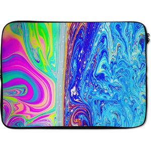 Laptophoes 14 inch 36x26 cm - Psychedelic art - Macbook & Laptop sleeve Kleurrijke psychedelische kunst met een scheiding - Laptop hoes met foto