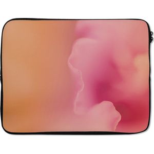 Laptophoes 17 inch 41x32 cm - Roze - Macbook & Laptop sleeve Abstracte roze bloem - Laptop hoes met foto