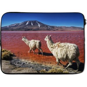 Laptophoes 13 inch 34x24 cm - Alpaca - Macbook & Laptop sleeve Alpaca's in Bolivia - Laptop hoes met foto