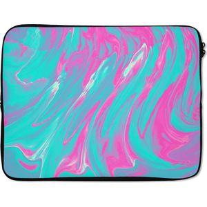 Laptophoes 13 inch 34x24 cm - Psychedelic art - Macbook & Laptop sleeve Psychedelische kunst met roze en blauw - Laptop hoes met foto