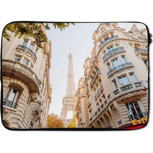 Laptophoes 13 inch - Frankrijk - Eiffeltoren - Parijs - Laptop sleeve - Binnenmaat 32x22,5 cm - Zwarte achterkant