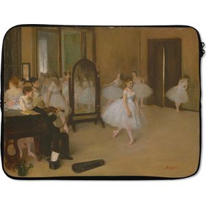 Laptophoes 17 inch - The Dancing Class - Schilderij van Edgar Degas - Laptop sleeve - Binnenmaat 42,5x30 cm - Zwarte achterkant