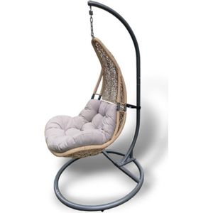 egg chair - hangstoel - demontabel - inclusief frame en kussen - taupe