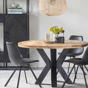 Mangohouten Eettafel Madison Rond 120 cm Mahom - Industrieel - Mangohout Online