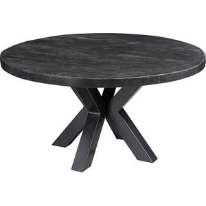 Mangohouten Salontafel Glendale Black 70 cm Mahom Industrieel - Kleine tafel van Mangohout & Metaal - Industriële Huiskamertafel