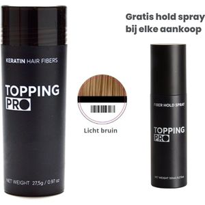 Topping PRO - Licht bruin haar - Hair Building Fibers - 27,5g - met gratis spray - Keratine Haarvezels - Haarverdikker - Volume Poeder - Camoufleert Kale en Dunne Plekken - Uitgroei - Haaruitval