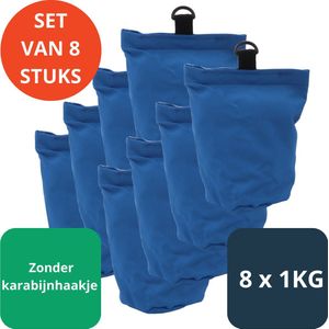 8 stuks Zandzakje Blauw | Ballastzakje 1KG | Gewichtszakje 1KG | 15cm hoog x 9cm ⌀ | Gewicht voor fotografie | Blauw | Zandzakken voor boothoes | Contragewicht | Gewicht voor parasol, partytent, bootzeil, tuinmeubelhoes | Voetgewichten