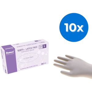 Romed Soft + latexvrije onderzoekshandschoenen 1000 stuks - Set van 10 doosjes S Romed