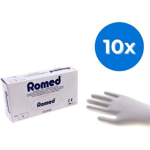 Romed vinyl handschoenen gepoederd 1000 stuks - Set van 10 doosjes M Romed