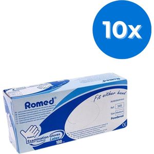 Romed Latex handschoenen gepoederd - Set van 10 doosjes S Romed