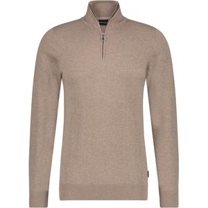 Saint Steve Trui Beige - Effen - Opstaande Kraag met Rits