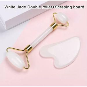 Jade Face Roller & Gua Sha Schraper – anti rimpels - Gezichtsmassage – Massagetools – Massage - Ontspanning - Wit