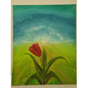 Schilderen, olieverf schilderen, painting, tulpen, tulip, tulp schilderen, olie paint, tulp, kunst, verf, canvas, rode tulp, decoratie, muur decoratie.