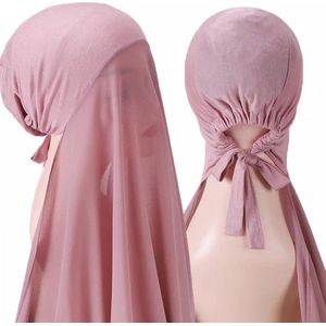 Roze Hoofddoek, mooie hijab  nieuwe stijl (onderkapje en hijab).