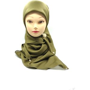 Legeregroen hoofddoek, mooie vierkante hijab.