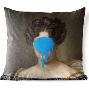 Tuinkussen - Vrouw - Kunst - Verf - 40x40 cm - Weerbestendig