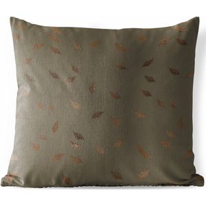 Sierkussen Buiten - Blad - Patronen - Bruin - 60x60 cm - Weerbestendig