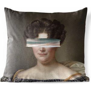 Tuinkussen - Kunst - Vrouw - Verf - 40x40 cm - Weerbestendig