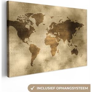 Canvas schilderij 120x80 cm - Wanddecoratie Wereldkaart - Waterverf - Patronen - Muurdecoratie woonkamer - Kamer decoratie accessoires - Schilderijen