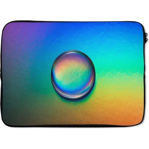 Laptophoes 13 inch - Regenboog - Bellen - Water - Laptop sleeve - Binnenmaat 32x22,5 cm - Zwarte achterkant