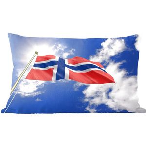 Sierkussens - Kussen - Vlag van Noorwegen met een blauwe hemel - 50x30 cm - Kussen van katoen