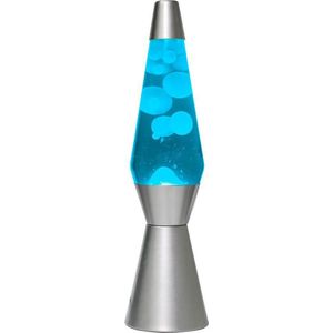 i-total lavalamp conisch voet zilvers-slichtblauw lava en donkerblauwe vloeistof