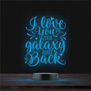 Led Lamp Met Gravering - RGB 7 Kleuren - I Love You To The Galaxy And Back