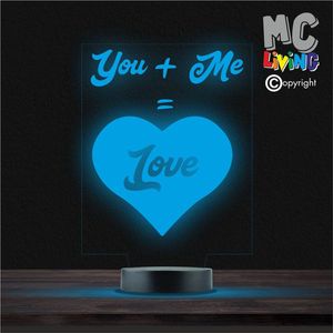 Led Lamp Met Gravering - RGB 7 Kleuren - You + Me