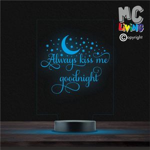 Led Lamp Met Gravering - RGB 7 Kleuren - Always Kiss Me Goodnight