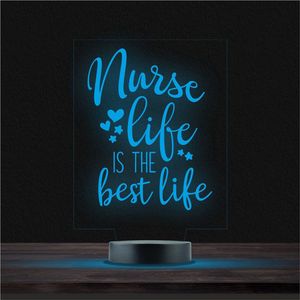 Led Lamp Met Gravering - RGB 7 Kleuren - Nurse Life is The Best Life