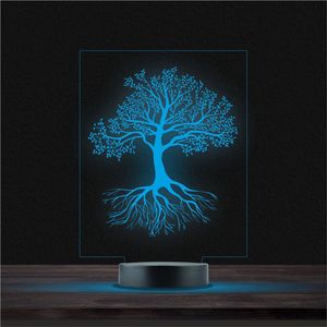 Led Lamp Met Gravering - RGB 7 Kleuren - Boom