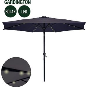 Gardington Parasol – Verlichting op Zonne-Energie - Kantelbaar - Aluminium – Zonnedoek /Zonneluifel/Zonnescherm/Zonnewering – Antraciet - 270 cm