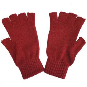 Vingerloze thermo handschoenen kleur rood van acryl maat M L