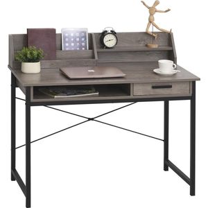 Bureau - Compact - Schrijftafel - Computerbureau - Bureautafel - Opslagruimte - Industrieel design - 106 x 53 x 95cm - Zwart