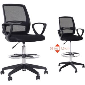 Bureaustoel - Ergonomische bureaustoel - Met voetensteun - Mesh - Zwart