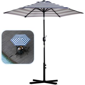 Zonnescherm - Parasol - Balkon Parasol - Met Handslinger - Knikbaar - Blauwe Strepen