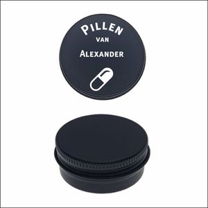 Pillen Blikje Met Naam Gravering - Alexander