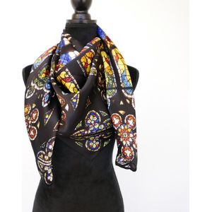 100% hoge kwaliteit zijden sjaal/  roosvenster van Notre Dame de Paris vierkant 110 x 110