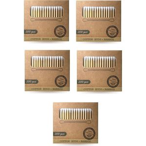 Bamboe Wattenstaafjes | 5x doosje van 200 stuks | 100% Plastic Vrij | Hout | Duurzaam