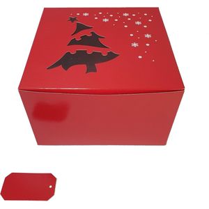 Kerst taartdoos met venster - 203 x 203 x 127 mm (per 10 stuks)