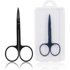 Medies - professionele schaar voor wenkbrauwen | wenkbrauw schaartje | wenkbrauwschaar | wenkbrauw schaar | gebogen schaar| schaar voor baard | wenkbrauw trimmer | baardschaar -  RVS - zwart