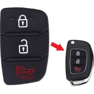 Autosleutel rubber pad 3 knoppen geschikt voor Hyundai autosleutel (3R) / Hyundai Accent / Santa Fe / I20 IX35 IX45 / Hyundai pad + Mini RVS 3 in 1 Schroevendraaier.