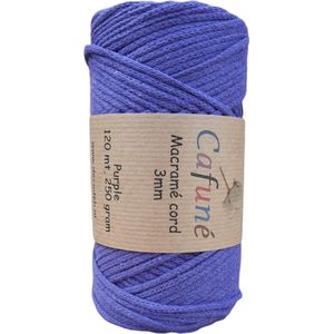 Cafuné Macrame Koord-3mm-Paars-120 meter-Gevlochten koord-Gerecycled katoen