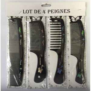 4 delige kammen -Kam - Zwart 4 stuks