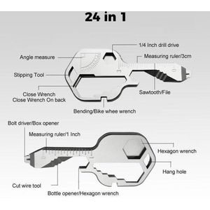 Multitool Sleutelhanger RVS 24+ Functies