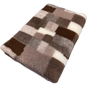 Topmast Vetbed - Patchwork Design - 100 x 75 cm - Waterafstotend - Latex Antislip - Benchmat Hond - Hondendeken - Hondenkleed - Taupe Bruin Creme - Machinewasbaar